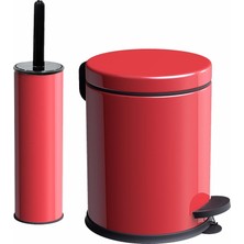 Vinoks Eko Serisi Ayak Basmalı Özellikli 2'li Banyo Seti 3 Litre Çöp Kovası ve Kolozet Fırçası Pasla