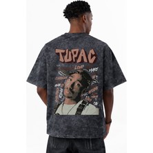 Sevbano Tupac 2pac Rapper Şarkıcı Karakterler Baskılı Unisex Oversize Eskitme Yıkamalı Tişört