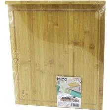 Vice Avm 38X45CM AHŞAP BAMBU KESİM PANOSU - KESME TAHTASI TEZGAH ÜSTÜ  KANALLI - KENAR DESTEKLİ GO-53-vice 01321