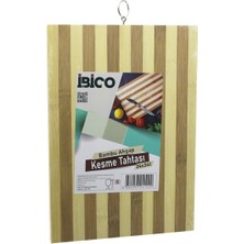Vice Avm 24 X 34 X 1.4CM BEYAZ ÇİZGİLİ AHŞAP BAMBU KESİM PANOSU - KESME TAHTASI METAL KULPLU GO-53-vice 01331