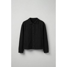 Erkek Relaxed Fit Kaşe Ceket Siyah