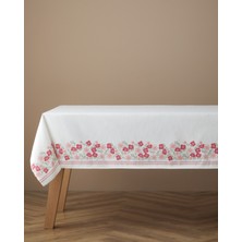 English Home Bright Bloom Polyester Masa Örtüsü 150X200 cm Beyaz - Pembe