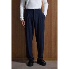 Erkek Baggy Fit Kumaş Pantolon Lacivert