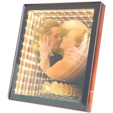 İntora Ayna LED Li Çerçeve LED Işıklı Kalpli Fotoğraf Çerçevesi