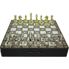 İntora Satranç Taşı Zamak Kutulu Satranç Takımı Seti Hediyelik