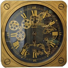 İntora Saat Çarklı Kare Roma Rakamlı Duvar Saati Dekoratif Hediyelik