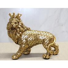 İntora Polyester Dekoratif Taçlı Aslan Figürü