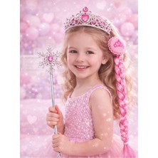 Bkmc Party Prıncess Dream Taç & Asa Aksesuar Seti Saçlı Kartanesi Prensesi Taç Asa Seti