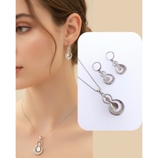 Keskin Gümüş 925 Ayar Gümüş Gitar Keman Tasarım Trend Kadın Kolye Ucu Küpe Set Sevgililer Günü Hediye