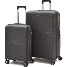 Ççs Körüklü Kırılmaz Polipropilen 2’li Valiz Seti – Kabin + Büyük Boy, 360° Sessiz Tekerlek 5242