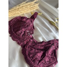 Modellife B Cup Full Cup Dantelli Mürdüm Sütyen Balenli Astarsız Telli Tam Kapsama Şık Ve Toparlayıcı Sütyen