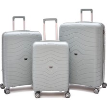 Ççs Körüklü Kırılmaz Polipropilen 3’lü Valiz Seti – Genişletilebilir, 360° Sessiz Tekerlek 5242