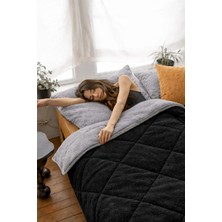 "hediyeli" Çift Kişilik Çift Taraflı 195X215 Lüx Welsoft Yorgan Gri.