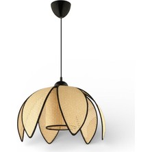 Elizim Home Lighting Hasır Görünümlü Yaprak Abajur Sarkıt Avize