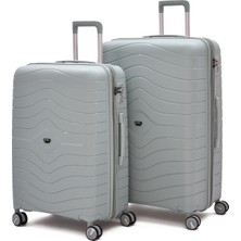 Ççs Körüklü Kırılmaz Polipropilen 2’li Valiz Seti – Orta + Büyük Boy, 360° Sessiz Tekerlek 5242