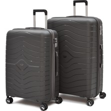 Ççs Körüklü Kırılmaz Polipropilen 2’li Valiz Seti – Orta + Büyük Boy, 360° Sessiz Tekerlek 5242