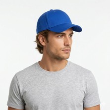 Maviş Tuhafiye Logosuz Saks Mavi Modern Spor Şapka Erkek/Kadın