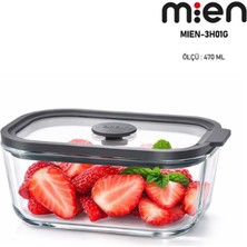 Mien 470 ml Sızdırmaz Kapaklı Cam Saklama Kabı