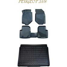 Black Gold Peugeot 2008 3D Oto Paspas +Alt Kademe Bagaj Havuzu Set Tam Uyumlu Havuzlu Tpe Premium