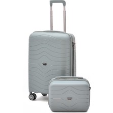 Ççs Polipropilen Kırılmaz 2'li Valiz Seti – Kabin Boy & Makyak Çantası Geniş Hacimli 5242