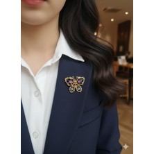 Gold Detaylı Kelebek Broş