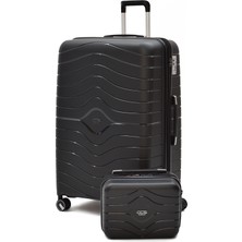 Ççs Körüklü Kırılmaz Polipropilen 2’li Valiz Seti – Büyük Boy + Makyaj, 360° Sessiz Tekerlek 5242