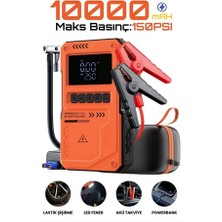 Enshall Akü Takviye Cihazı 10.000MAH Auhma Powerbank Özellikli Çantalı Akü Takviyeli Oto Hava Kompresör