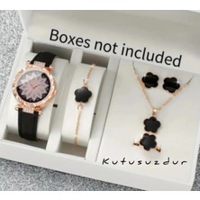BBS Şık ve Çekici Kelebek Detaylı Kadın Kol Saat ve Takı Seti (Kolye, Küpe, Bileklik, Yüzük) Kutusuz