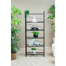 Evle 6 Raflı Metal Kitaplık, Modern Dekoratif Raf Ünitesi, Salon ve Ofis için Dosya Dolabı Standı