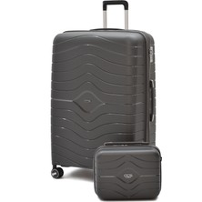 Ççs Körüklü Kırılmaz Polipropilen 2’li Valiz Seti – Büyük Boy + Makyaj, 360° Sessiz Tekerlek 5242