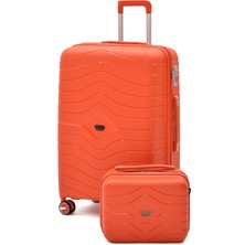 Ççs Körüklü Kırılmaz Polipropilen 2’li Valiz Seti – Orta Boy + Makyaj, 360° Sessiz Tekerlek 5242