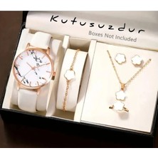 BBS "mermer Desenli Kadın Saat ve Çiçek Takı Seti - Kutusuz"