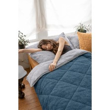 Özel Çantali Çift Kişilik Lüx Gri Wellsoft Yorgan Çift Taraflı 195 x 215