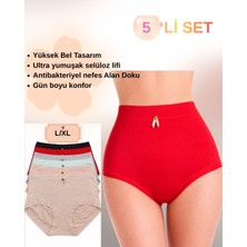 Yüksek Bel Bambu Dokulu Kadın Külot 5’li Set %95 Selüloz