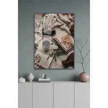 KutuTR Kitap, Kahve ve Kamera Temalı Vintage Modern Temperli Cam Tablo 2d Uv Baskı - YCT660