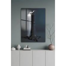 KutuTR Siyah Beyaz Erimiş Mum Figürlü Modern Temperli Cam Tablo 2d Uv Baskı - YCT650
