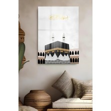 KutuTR Kabe Temalı Besmele Yazılı Modern Islami Temperli Cam Tablo 50X70 cm 2d Uv Baskı - YCT582