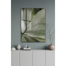 KutuTR Modern Makro Bitki Tasarımlı Soft Yeşil Temperli Cam Tablo 50X70 cm 2d Uv Baskı - YCT525