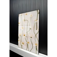 KutuTR Lüks Sanatsal Çoklu Papatya Figürlü Temperli Cam Tablo 50X70 cm 2d Uv Baskı - YCT415