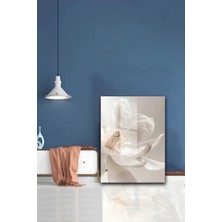 KutuTR Işık Huzmeli Beyaz Çiçek Figürlü Temperli Cam Tablo 50X70 cm 2d Uv Baskı - YCT475