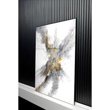 KutuTR Antrasit Üzeri Gold Varak Görünümlü Temperli Cam Tablo 50X70 cm 2d Uv Baskı - YCT437