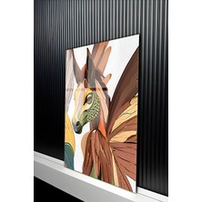 KutuTR Bohem Tarz At ve Kanat Temalı Temperli Cam Tablo 50X70 cm 2d Uv Baskı - YCT372