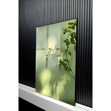 KutuTR Yeşil Tonlu Doğa Temalı Işık ve Gölge Tasarımlı Temperli Cam Tablo 50X70 cm 2d Uv Baskı - YCT325