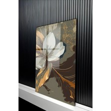 KutuTR Altın Varak Detaylı Pastel Tonlarda Çiçek Desenli Temperli Cam Tablo 50X70 cm 2d Uv Baskı - YCT518