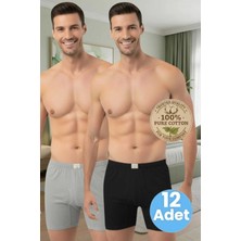 Uniquetrenders  Erkek %100 Pamuklu 12'li Süprem Kumaş Penye Boxer