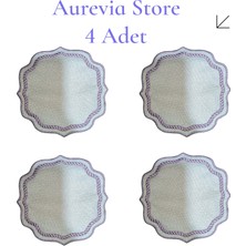 Aurevia Aurevıa |4 Adet | Pvc Polyester Kumaş, Nakış Işlemeli, Kahve Yanı Kokteyl Peçetesi & Bardak Altlığı