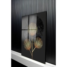 KutuTR Modern Soyut Altın Karahindiba Tasarımlı Temperli Cam Tablo 50X70 cm 2d Uv Baskı - YCT399