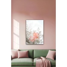 KutuTR Bahar Dalları ve Pembe Çiçek Tasarımlı Temperli Cam Tablo 50X70 cm 2d Uv Baskı - YCT418