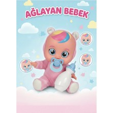 Farbu Oyuncak Pembe Kostümlü Ağlayan ve Konuşan Et Bebek Emzikli ve Biberonlu Interaktif Oyuncak Bebek