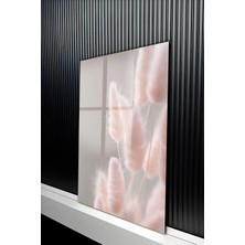 KutuTR Soft Pembe Pampas Otu Desenli Dekoratif Temperli Cam Tablo 50X70 cm 2d Uv Baskı - YCT564
